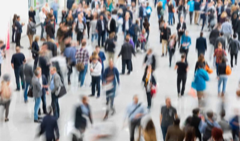 blurred people in a modern hall