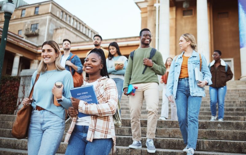 Diversity,,Students,And,Walking,On,University,Steps,,School,Stairs,Or