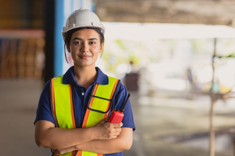 Portrait,Indian,Woman,Worker,Supervisor,Smart,Confident,Look,With,Engineer