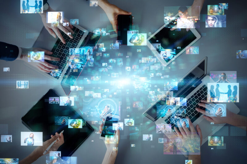 Social,Networking,Service,Concept.,Streaming,Video.,Video,Library.