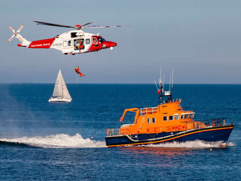 Coastguard,And,Lifeboat,Rescuers,Weymouth,Dorset
