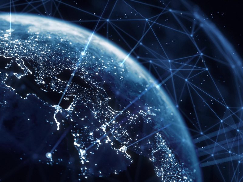 Global,Connection,Lines.,Earth,Network,Data,Transfer.,Futuristic,Ai,Technology,
