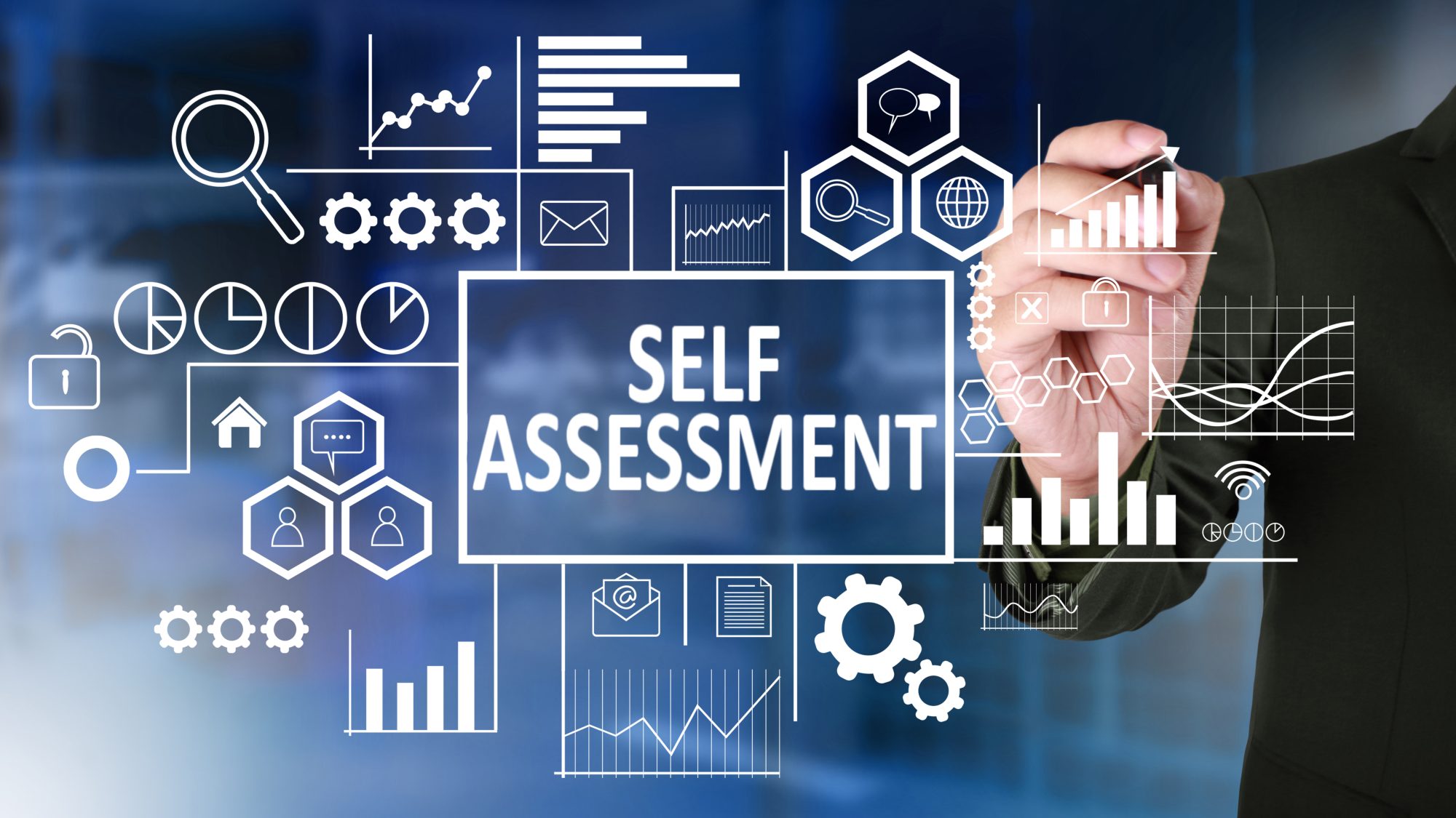 Business,Concept.,Businessman,Writing,Self,Assessment,Word,On,Virtual,Screen.